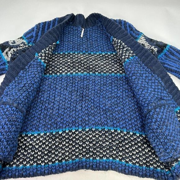 Free People Time and again chunky Cardigan Size S Aztec Geometric Knit Sweater - Picture 3 of 11